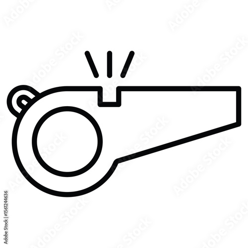 Whistle icon Black and white outline flat sign vector
