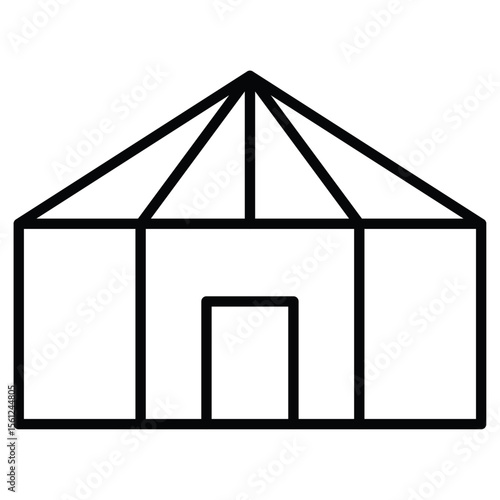 Yurt Icon Black and white outline flat sign vector