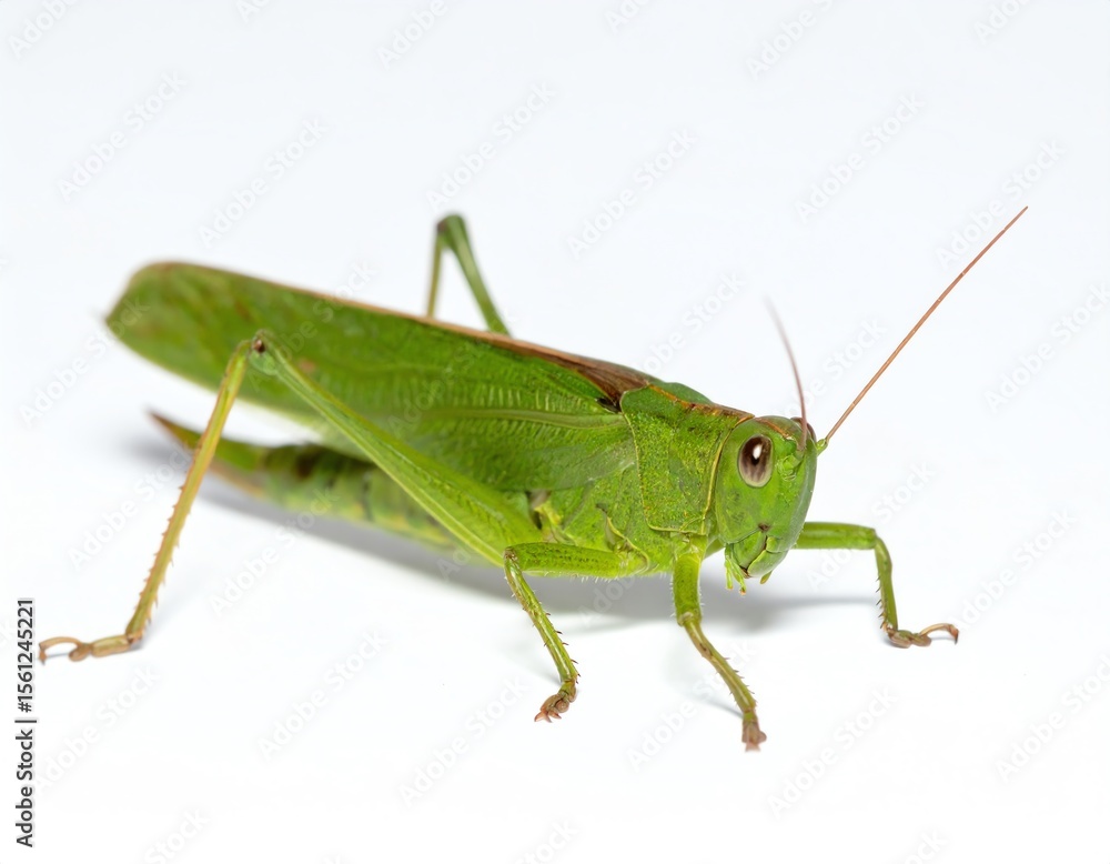 Green Grasshopper on White Background Green Grasshopper on White Background