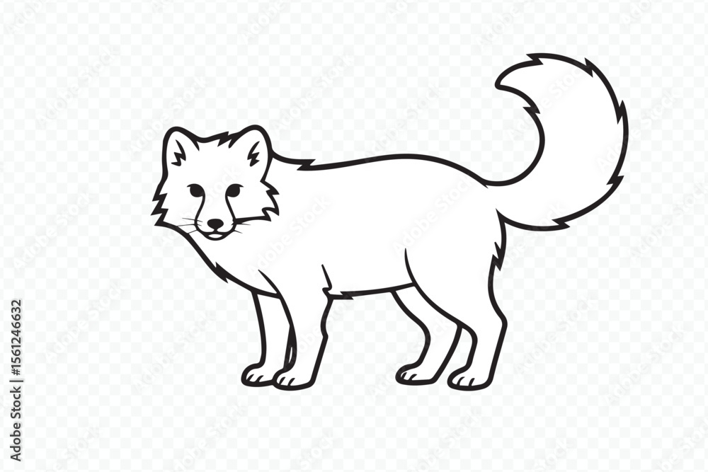 Obraz premium minimalist black and white arctic fox vector illustration for wildlife logos and nature designs