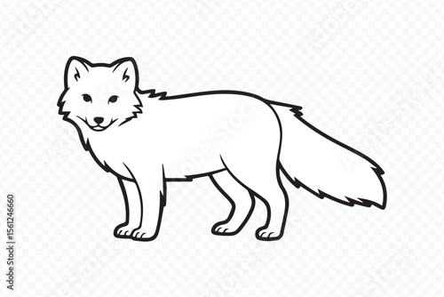 detailed arctic fox line art vector for educational materials and creative coloring pages