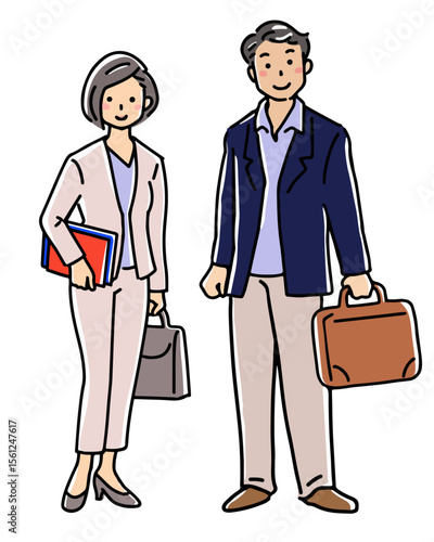 打ち合わせに行く男女のビジネスパーソン