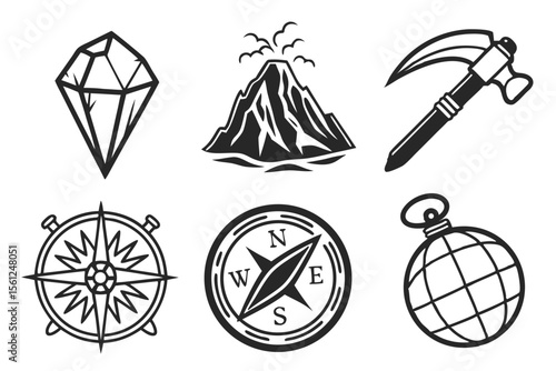 set of vector icons of camping