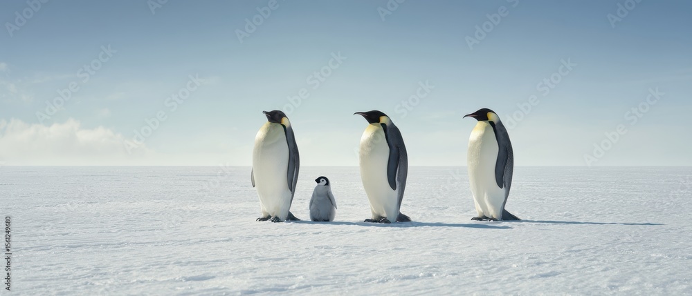 Obraz premium The Majestic Emperor Penguins Standing Proudly in Their Icy Habitat