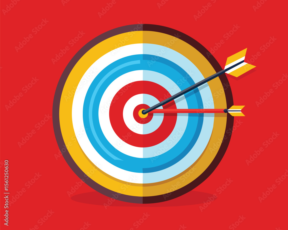 Achieving Success Bullseye Target with Arrows - Goal Setting and Achievement Illustration Achieving Success Bullseye Target with Arrows - Goal Setting and Achievement Illustration