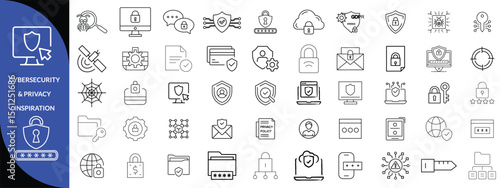 cybersecurity & privacy inspiration icon set 