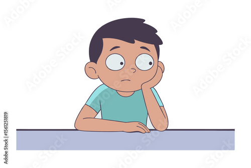 Uncertain Reflection: An animated little boy, his gaze filled with contemplation. The boy's subtle expression encapsulates a range of emotions, from curiousity to worry