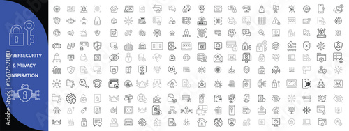 cybersecurity & privacy inspiration icon set 