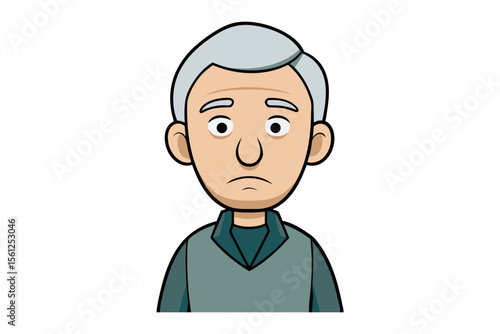 Melancholy Expression: A close-up portrait of an elderly gentleman with a subdued gaze and somber expression, hinting at a feeling of pensiveness.