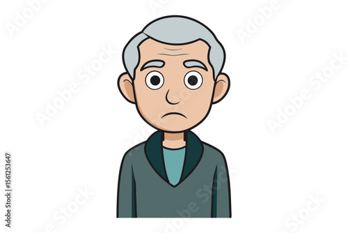 Elderly Portrait with Sad Expression: A captivating portrayal of an elderly individual conveying a sense of solemnity and pensiveness through their facial expression, evoking empathy.
