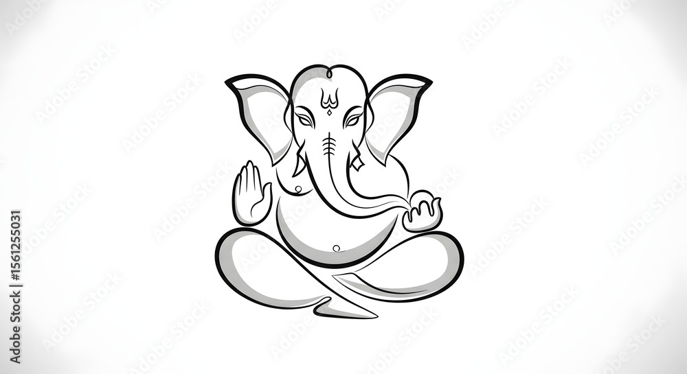 Ganesha grayscale line art illustration Ganesha grayscale line art illustration