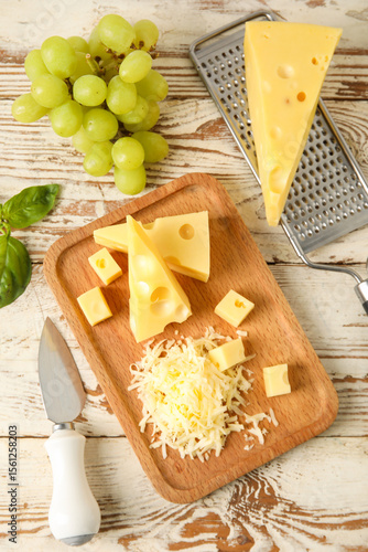 Board with tasty Swiss chee...