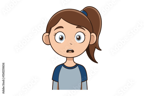 Shocked Expression: A captivating illustration of a young person, capturing a moment of surprise. The artwork showcases the person with a look of startled, open eyes, and heightened emotions.
