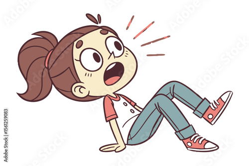 Surprised Little Girl: Capturing the sheer surprise of a little girl, rendered in a whimsical illustration style that highlights the energy and innocence of childhood.