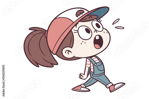 Animated Girl's Curiousity: This illustration captures the wide-eyed wonder and curious exploration of a young girl. The image portrays her animated expression of surprise.