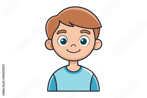 Cheerful Portrait: A stylized depiction of a young, smiling boy, designed with a charming and inviting aesthetic, perfect for conveying positivity and youthfulness.