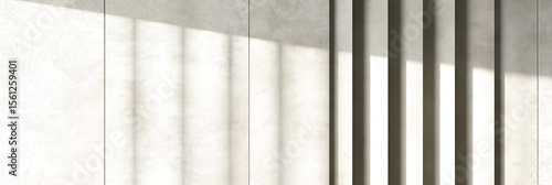 Concrete wall with vertical shadows in minimalist style