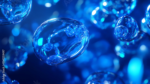 Wallpaper Mural Futuristic Glass and Water Molecular Designs: A Conceptual Exploration of Advanced Skincare and Cosmetic Innovation, Blending Organic Patterns, Bioluminescence, and Minimalist 3D Aesthetics Torontodigital.ca