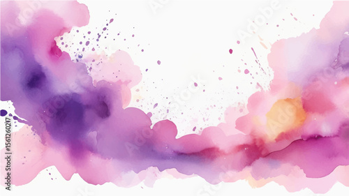 Pink abstract watercolor background with artistic splashes and soft textured blots