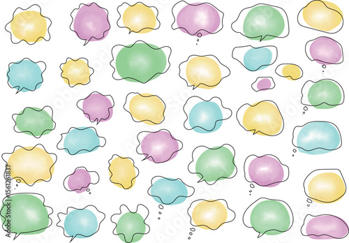 水彩で描いた悩みのフキダシ