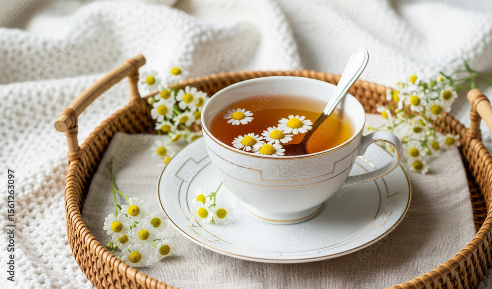 cup of tea with camomile fragrance cup of tea with camomile fragrance