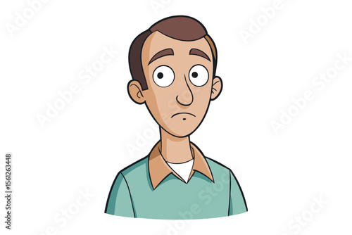 Expression of Uncertainty: A cartoon illustration captures a person's introspective thoughts with furrowed brows, portraying a sense of contemplation and worry.