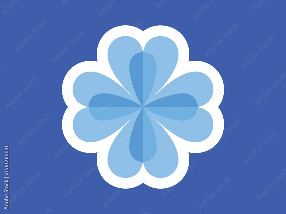 Fototapeta premium Simple Flat Design Four Leaf Clover Icon with White Outline Border