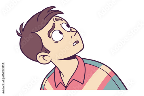 Cartoonish Portrait: This captivating cartoon portrait portrays a young man's face as he looks towards an uncertain future, expressing a combination of confusion and curiosity.
