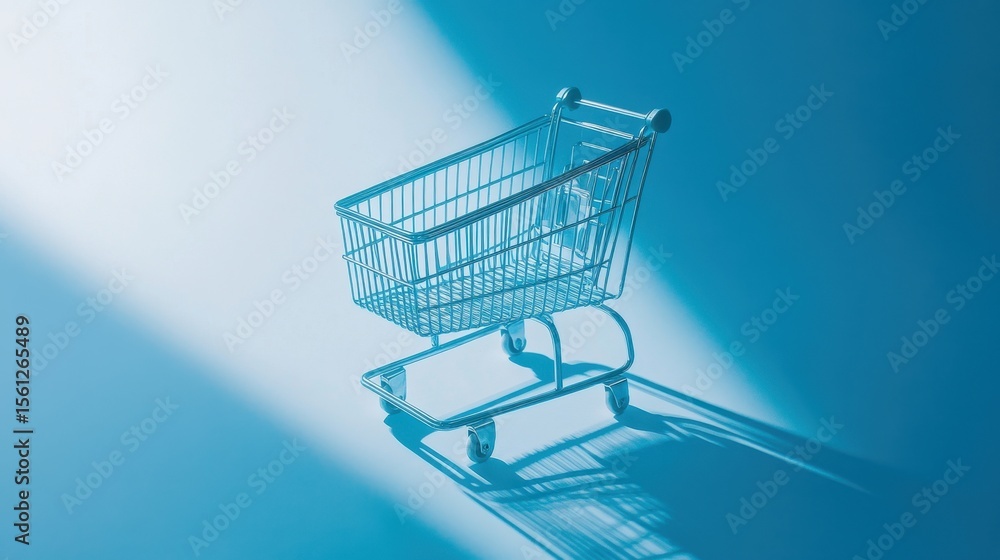 Shopping cart on a vibrant blue background. Shopping cart on a vibrant blue background.