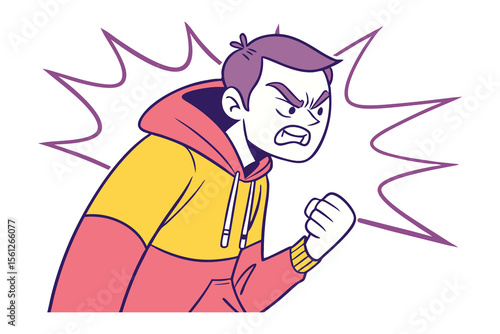 Furious Expression: A vividly drawn illustration of an enraged person, showcasing an explosion of emotion through expressive visual elements. 
