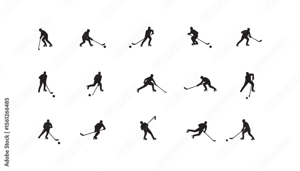 Naklejka premium Field Hockey Vector Art | Dynamic Player Illustrations & Sports Equipment Graphics for Branding & Design.