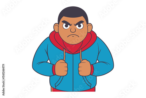 Angry Young Man: A stylized illustration depicts a young man with a determined expression, showcasing intensity and resolve.