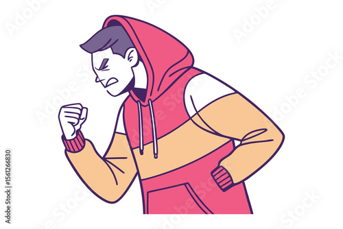Angry Young Man Illustration: A stylized illustration of an angry young man in a hoodie, clenching his fist. The illustration is vibrant and expressive, conveying a sense of frustration and rage.