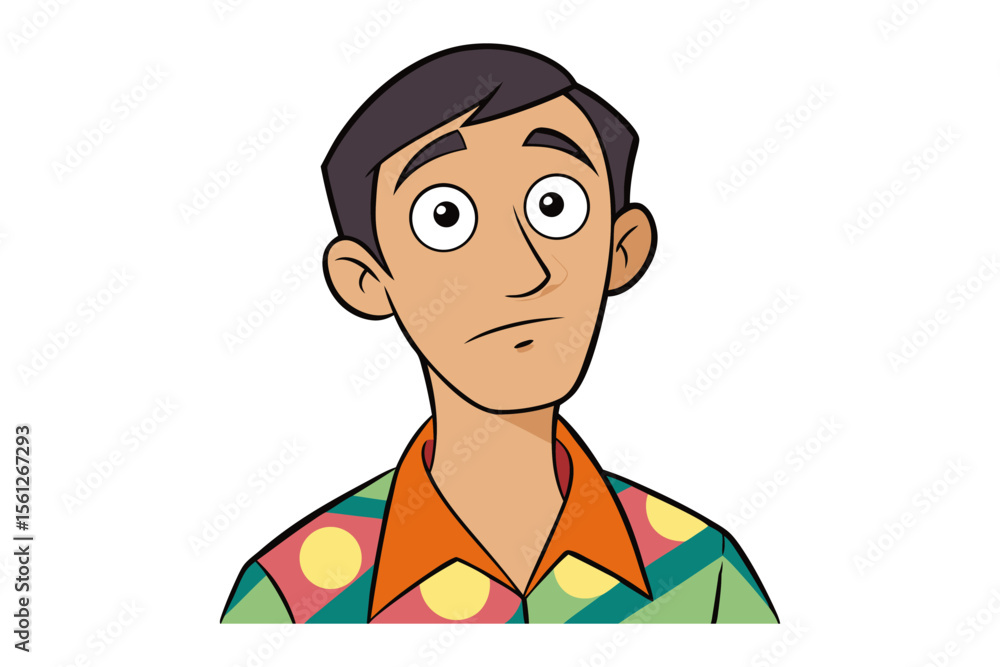 Obraz premium Worried Man Cartoon Portrait 