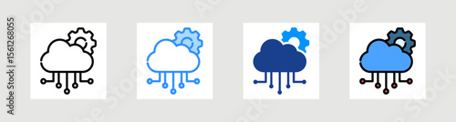 Cloud Computing Icon Collection Set Multiple Style
