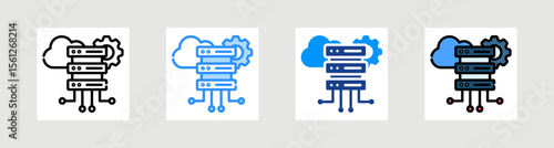Cloud Server Icon Collection Set Multiple Style