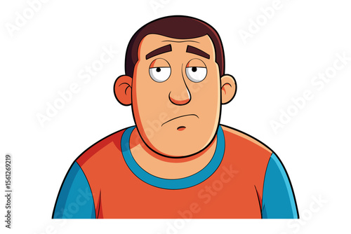 Animated illustration: Bored expression and lack of motivation. This animated depiction captures a person's lack of motivation and expression. Ideal for illustrating feeling of boredom, monotony.