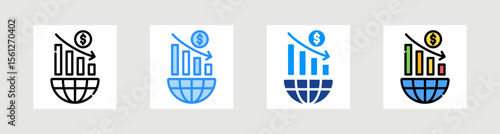 Economic Crisis Icon Collection Set Multiple Style