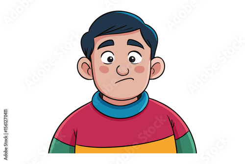 Man with perplexed face: An illustration of a man with a perplexed expression on his face, exuding confusion and thought, perfect for conveying feelings of doubt or uncertainty.