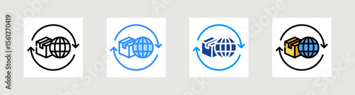 Worldwide Shipping Icon Collection Set Multiple Style