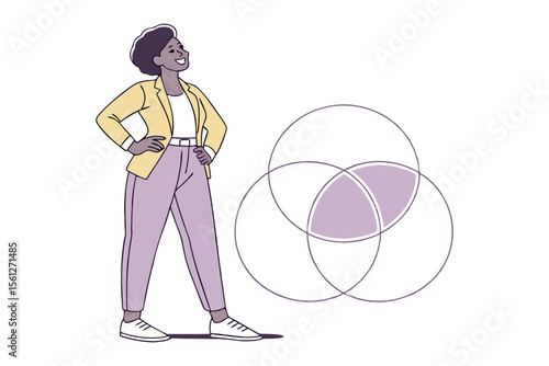 Visualizing Strategy: An empowered figure envisions the seamless integration of concepts in a modern, illustrated style.