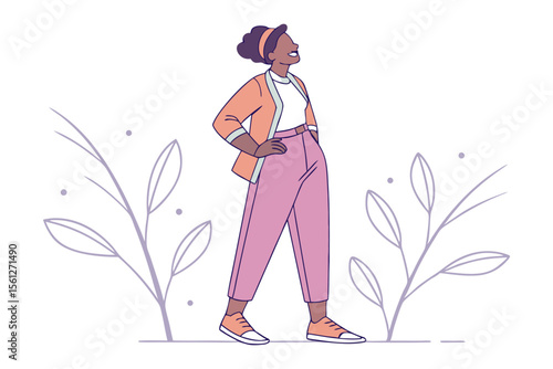 Confident Stroll: An illustration captures a poised individual, exuding confidence as they embark on a path of discovery and optimism, showcasing an inner sense of resilience and self-assurance.