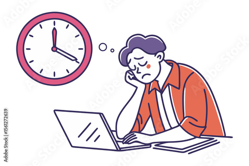 Wallpaper Mural Frustrated person with head in hand looking at a clock and laptop symbolizing stress and time pressure at work or during studies Torontodigital.ca