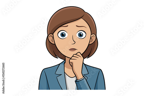 Pensive Contemplation: A portrait of a woman deep in thought, her facial expression conveying a sense of perplexity, pondering intricate details.