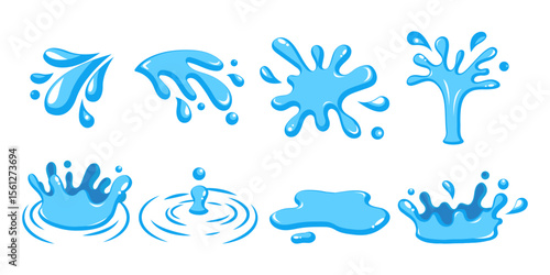 Cartoon style Water Splashes Aqua Motion Set