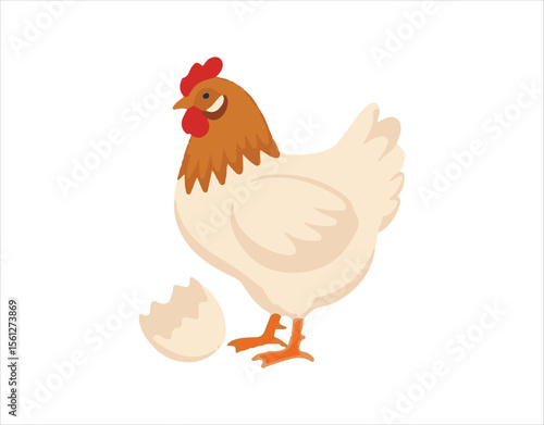 Farmhouse chicken and hen symbols in flat vector style for eggs and meat packaging.


