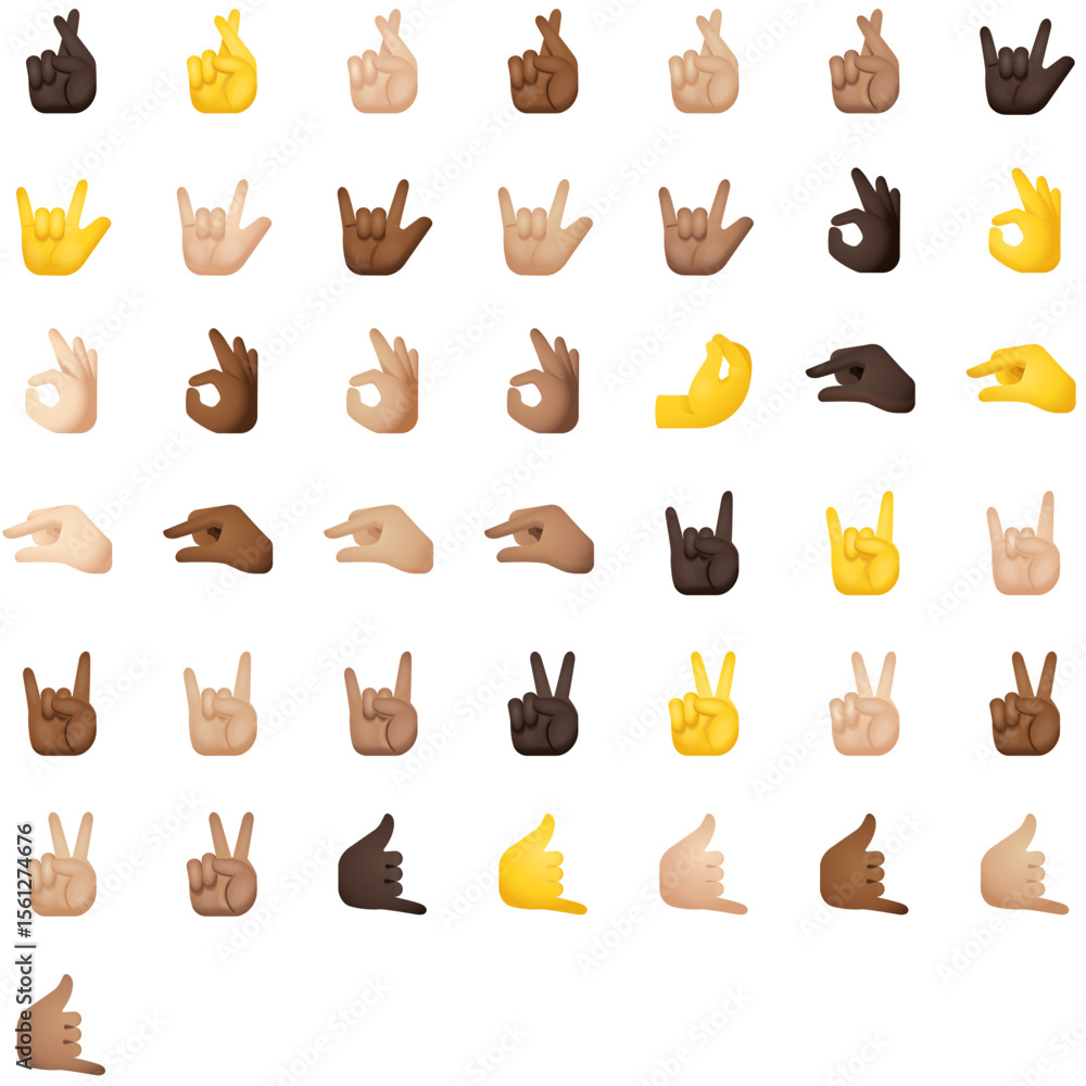 Fototapeta premium Set of Hand fingers partial Emoji icons