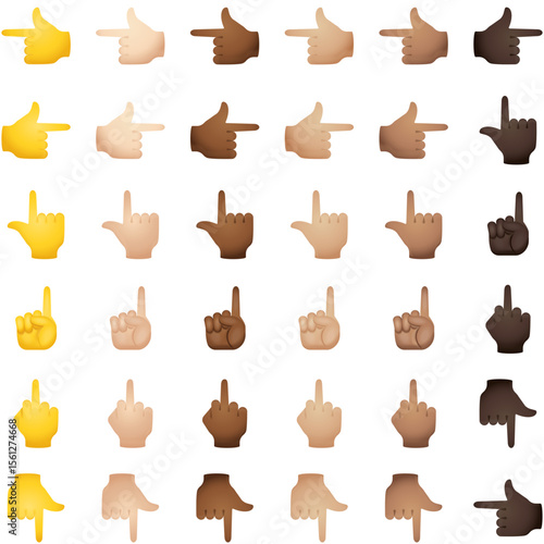 Set of Hand single finger Emoji icons