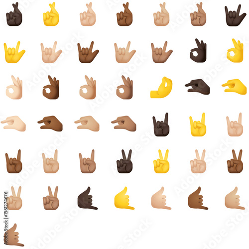 Set of Hand fingers partial Emoji icons