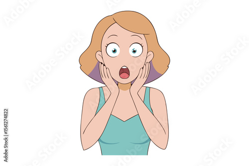 Shocked Expression: A portrait of a woman conveying a state of surprised, shock and expressing emotion